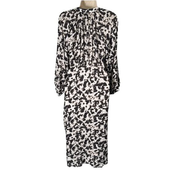 Rails Tyra Blurred Cheetah V Neck Faux Wrap Tie Side Midi Dress Size XS - Picture 5 of 14